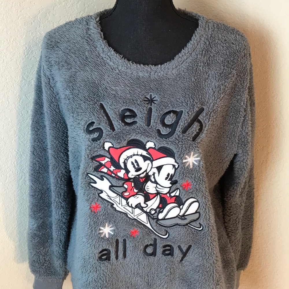 Disney Sleigh All Day Mickey Mouse Shirt Sz Large